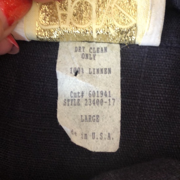 CACHÉ 💯% LINEN NAVY BLUE JACKET • GOLD BUTTONS • RHINESTONE TRIM • Sz L - Picture 12 of 15